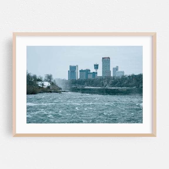 Rapids, Niagara Falls - Niagara Falls New York Photography Skyline Winter City Waterfall Architecture Scenic Nature Oak Framed Wall Art Print 5 x 7 inches