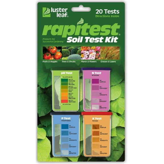 Rapitest Soil Test Kit for Gardens, Vegetables, Flowers and Lawns. USA designed and assembled soil tester completely, quickly and accurately measures/analyzes soil pH acidity and garden nutrients.