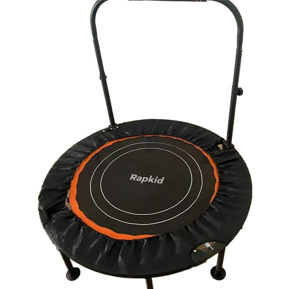 Rapkid Trampolines, 40" Folding Mini Fitness Indoor Exercise Workout Rebounder Trampoline with Handle, Max Load 330lbs