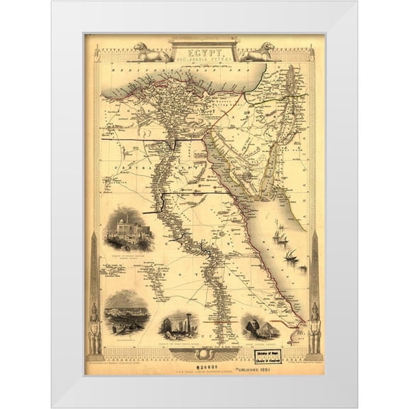 Rapkin, J 11x14 White Modern Wood Framed Museum Art Print Titled - Egypt and Arabia Petrea