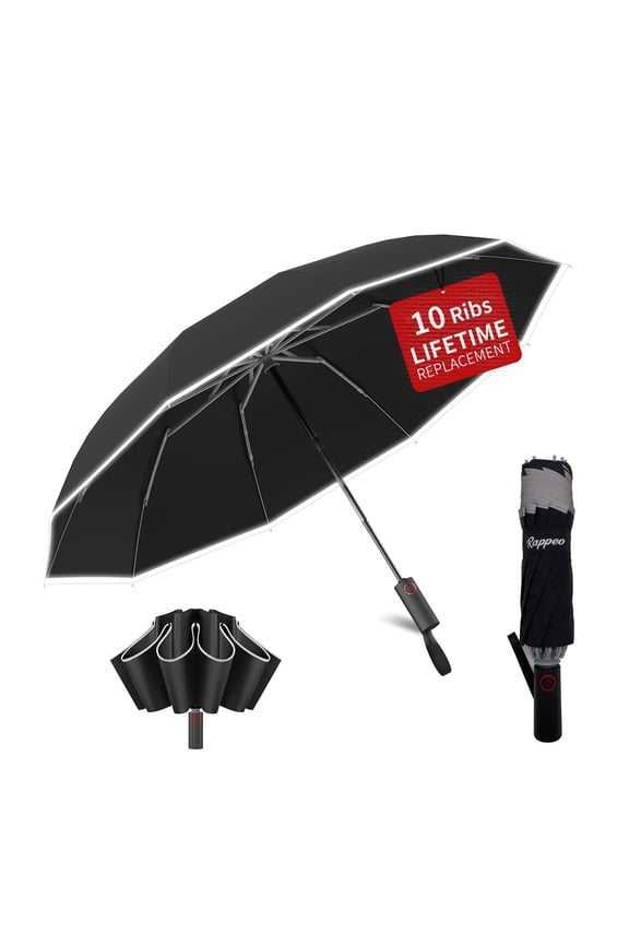 4-in-1 Inverted Travel Umbrella Compact, Automatic Large Umbrellas for Rain & Sun, Portable Windproof Umbrella for Backpack, Reverse Folding Umbrella for UV with Reflective Strips,Lightweight
