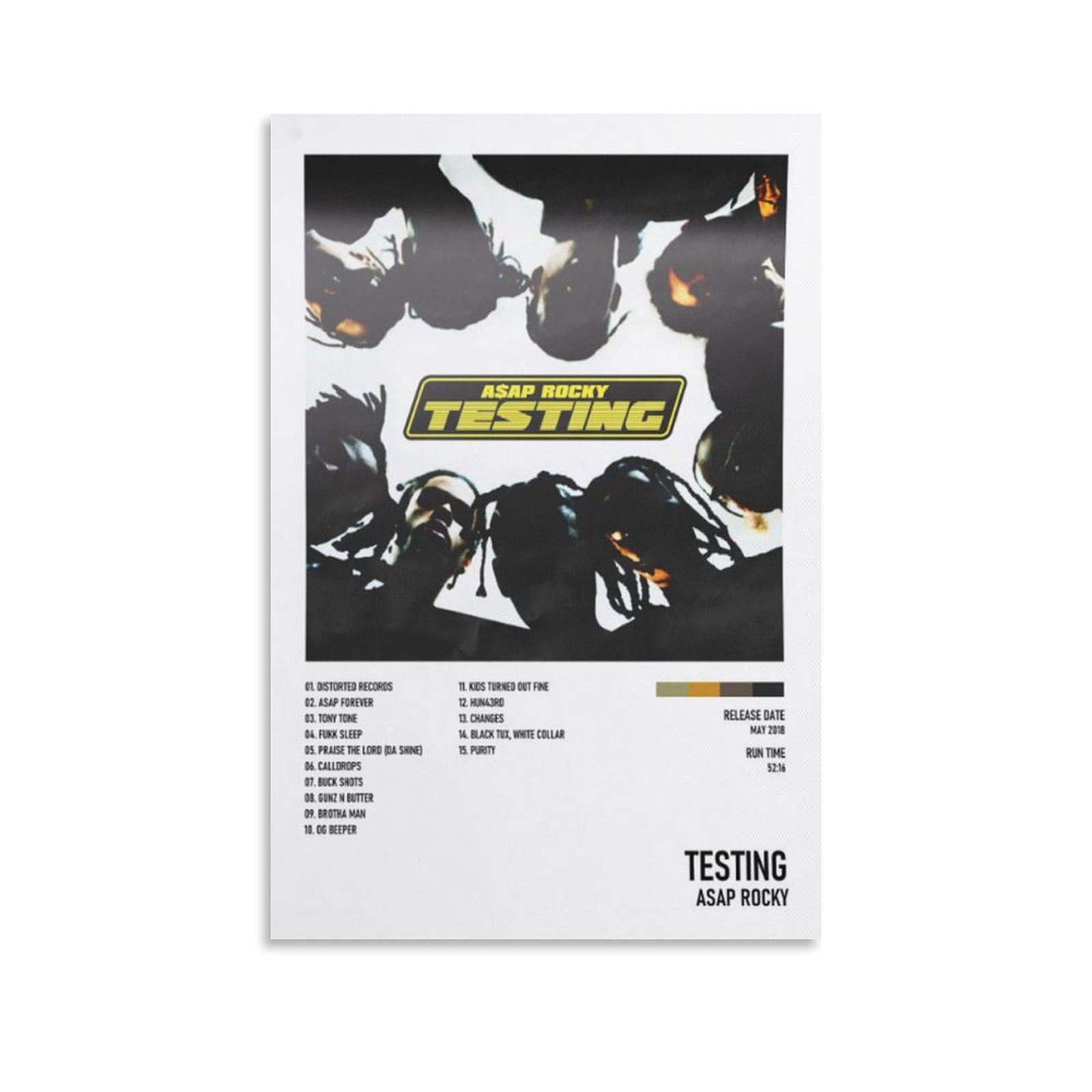 Rapper ASAP Music Rocky Rap Hip Hop TESTING Music Album Cover Poster (4 ...