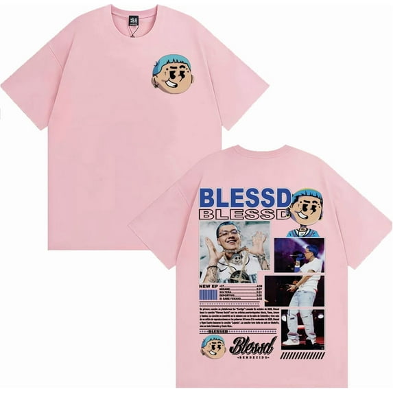 Rapper BLESSD BENDECIDO 2025 tour merchandise graphic T-shirt for men and women, fashionable and trendy cool cotton loose T-shirt for streetwear.