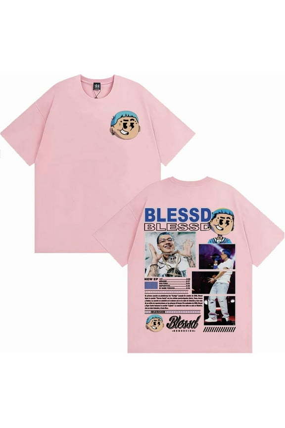 Rapper BLESSD BENDECIDO 2025 tour merchandise graphic T-shirt for men and women, fashionable and trendy cool cotton loose T-shirt for streetwear.