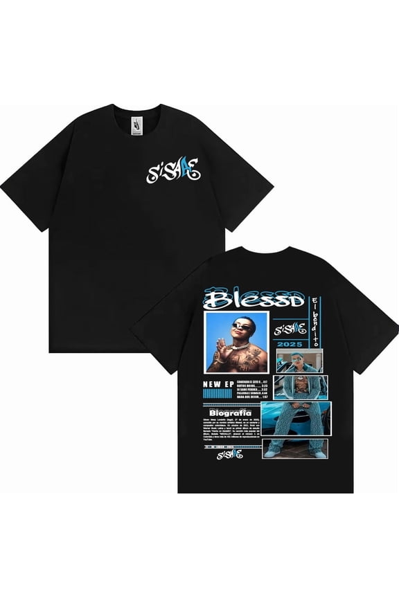Rapper Blessd Si Sabe Album Tour 2025 Merch T Shirts for Men Fashion Vintage Hip Hop T-shirt Male Oversized Short Sleeve T Shirt