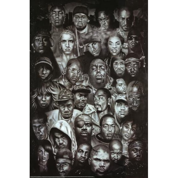 Rapper Collage Music Poster - MULTIPLE SIZE, UNFRAMED