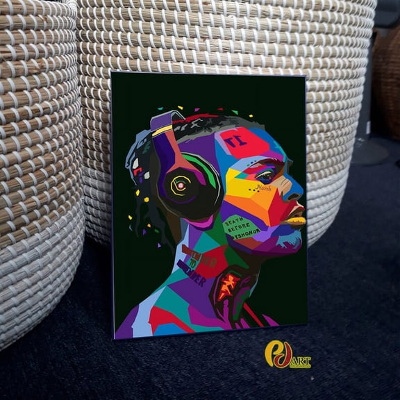 Rapper Headphone Poster, Hip Hop Music Wall Art Print
