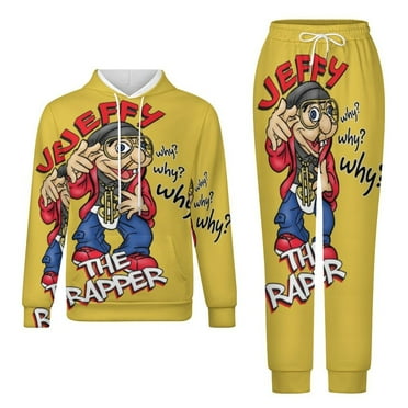 Rapper Jeffy Puppet Adult Hoodies And Sweatpants Set Sweatshirts Jogger Pants 2 Pcs Hooded Hoody Tracksuits Set Suit Winter Daily Unisex Sweatsuit