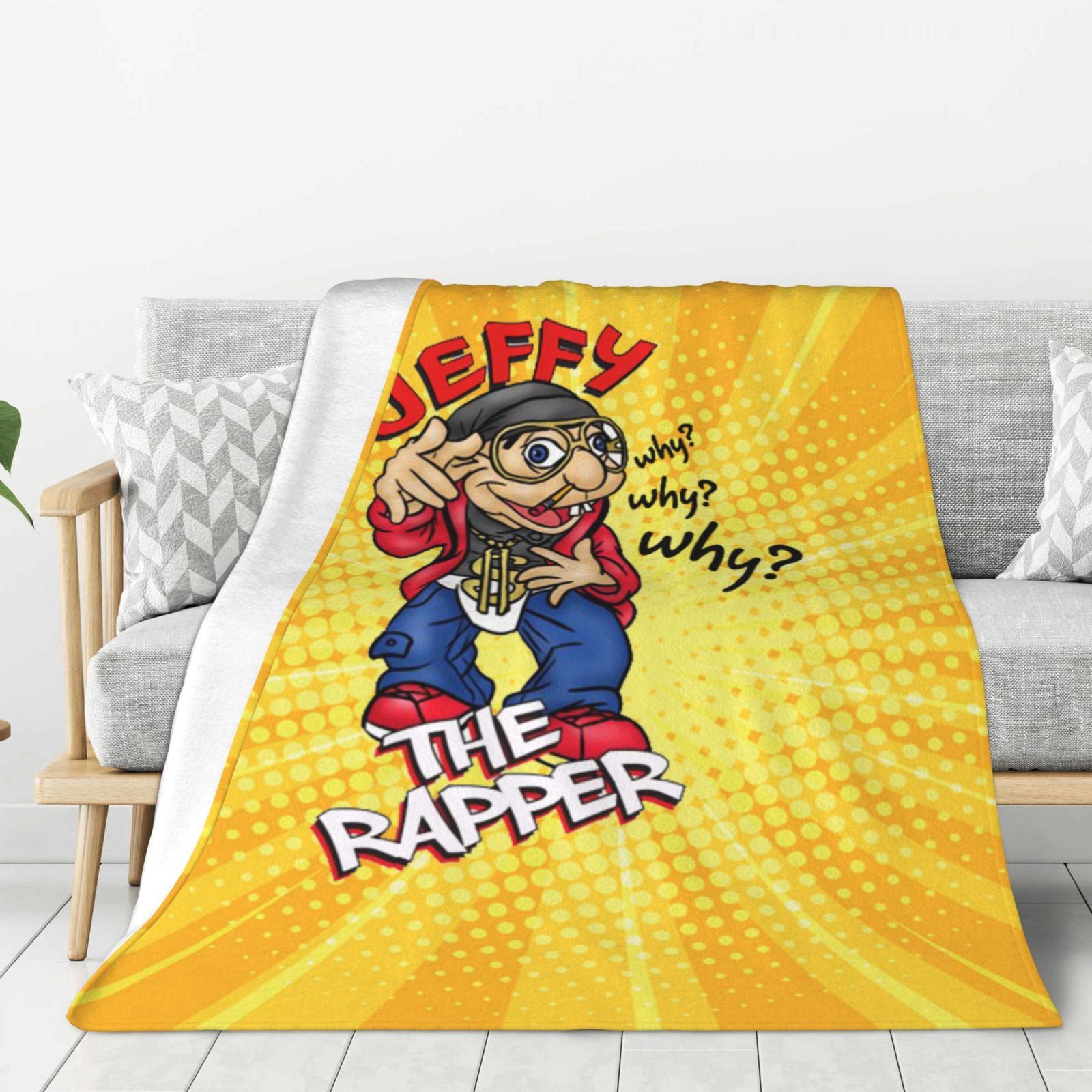 Rapper Jeffy Puppet Blanket Cozy Ultra-Soft Micro Flannel Throw Blanket ...