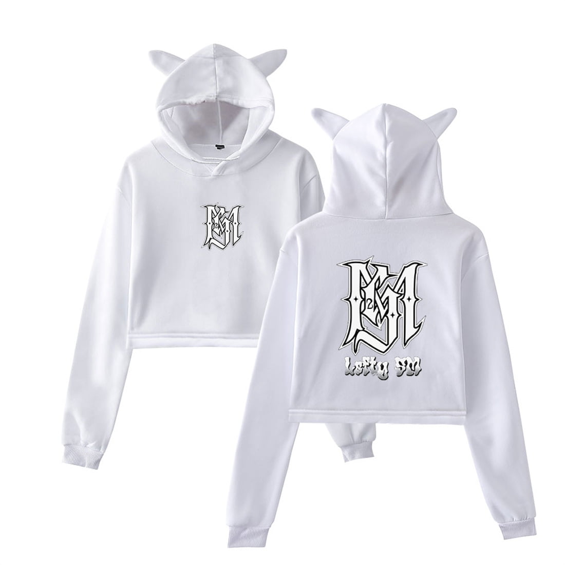 Rapper Lefty Sm Cat Ear Hoodie Hip Hop Bear Ear Sweatshirt Casual Short ...