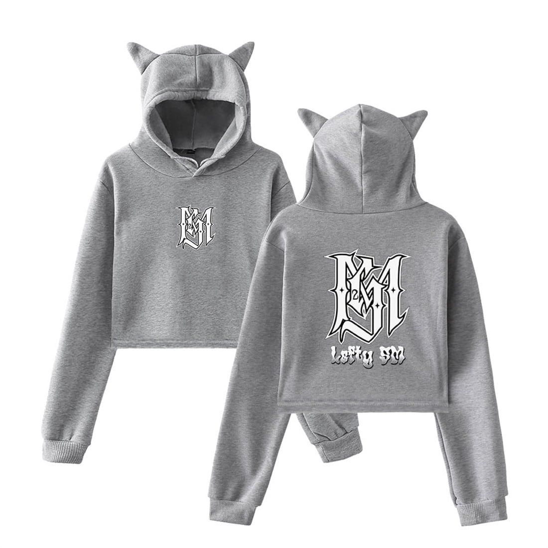 Rapper Lefty Sm Cat Ear Hoodie Hip Hop Bear Ear Sweatshirt Casual Short ...