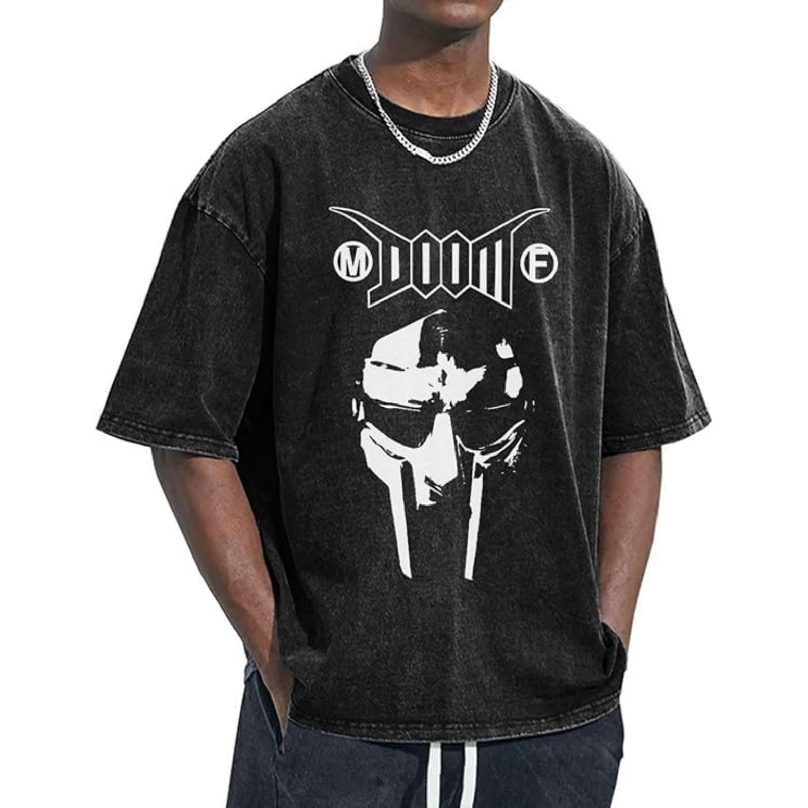 Felpa Con Cappuccio Actual Fact - Ricamo MF DOOM All Caps Super Cattivo, Uomo, Hip Hop Felpa Con Cappuccio Actual Fact - Ricamo MF DOOM All Caps Super Cattivo, Uomo, Hip Hop