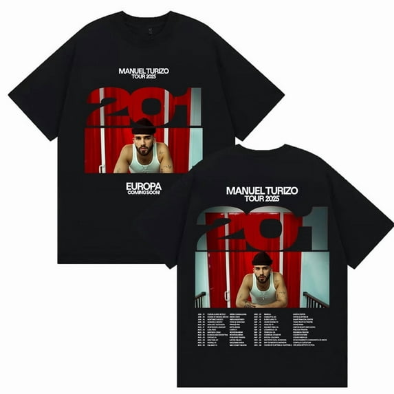 Rapper Manuel Turizo Tour 2025 Loose Short Sleeve T-Shirt Vintage Oversized Cotton T-Shirt Streetwear