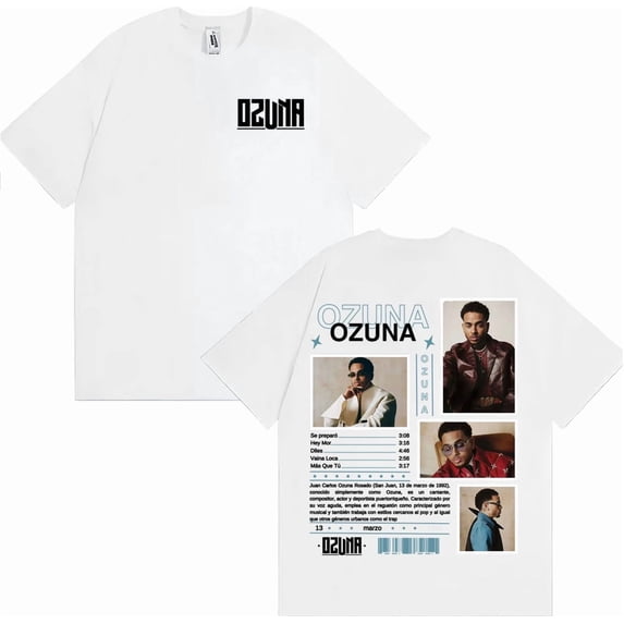 Rapper Ozuna 2025 Album Tour Graphic T Shirts - Hip Hop Vintage Streetwear Tees, Unisex Fashion Casual Cotton Short Sleeve