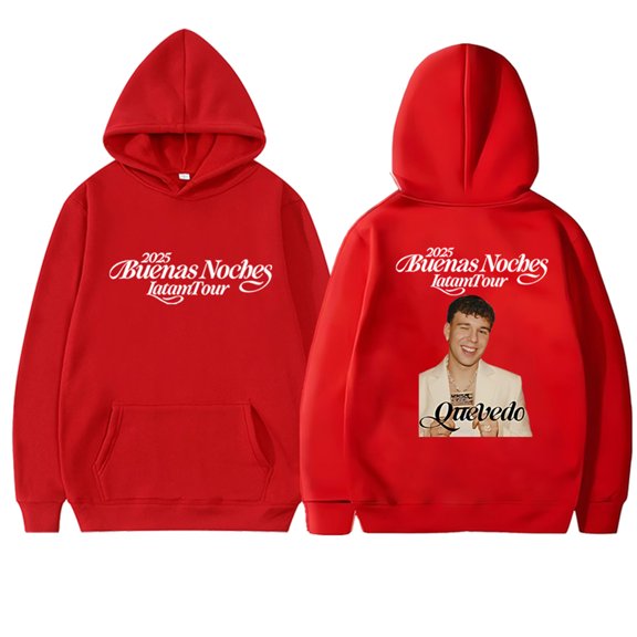 Rapper QUEVEDO Buenas Noches 2025 Tour Hoodies Women Men Long Sleeve Casual Sweatshirt Clothes