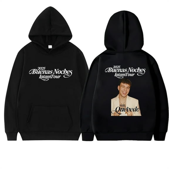 Rapper QUEVEDO Buenas Noches 2025 Tour Hoodies Women Men Long Sleeve Casual Sweatshirt Clothes