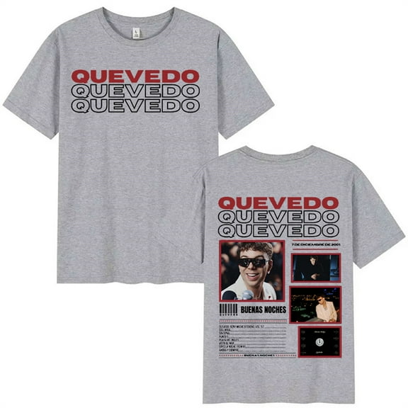 Rapper QUEVEDO Buenas Noches 2025 Tour T-Shirt Unisex Short Sleeve Round Neck Tee Streetwear