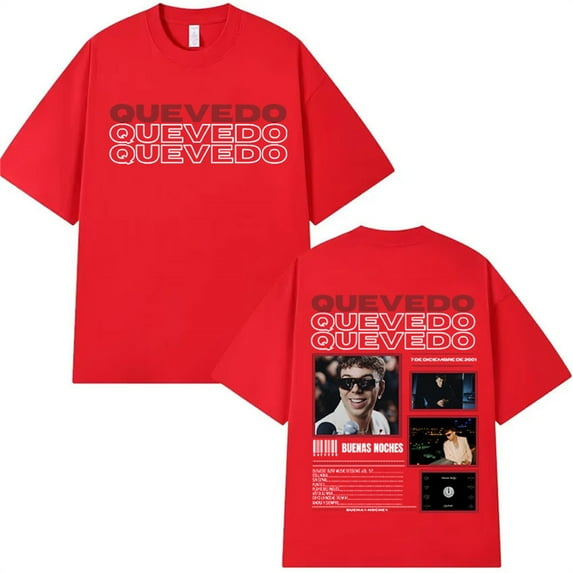 Rapper QUEVEDO Buenas Noches 2025 Tour T-Shirt Unisex Short Sleeve Round Neck Tee Streetwear