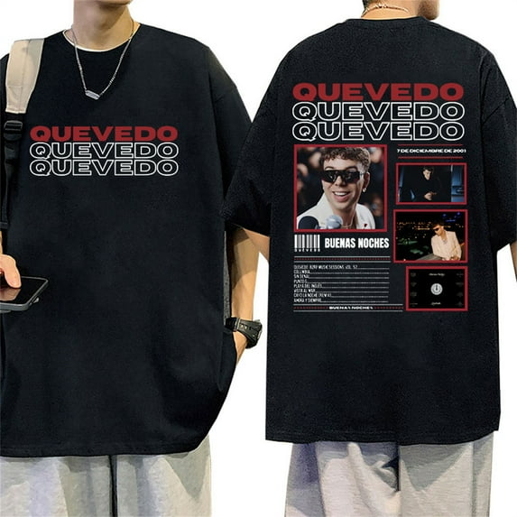 Rapper QUEVEDO Buenas Noches 2025 Tour T-Shirt Unisex Short Sleeve Round Neck Tee Streetwear