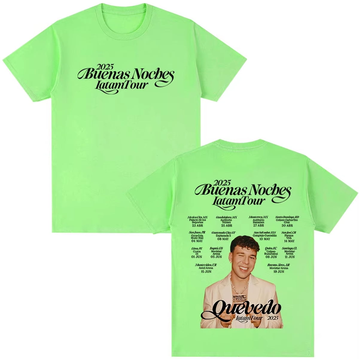 Rapper QUEVEDO Buenas Noches 2025 Tour T-Shirt Unisex Short Sleeve ...