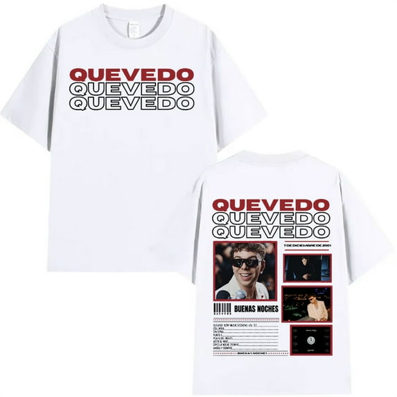 Rapper QUEVEDO Buenas Noches 2025 Tour T-Shirt Unisex Short Sleeve Round Neck Tee Streetwear