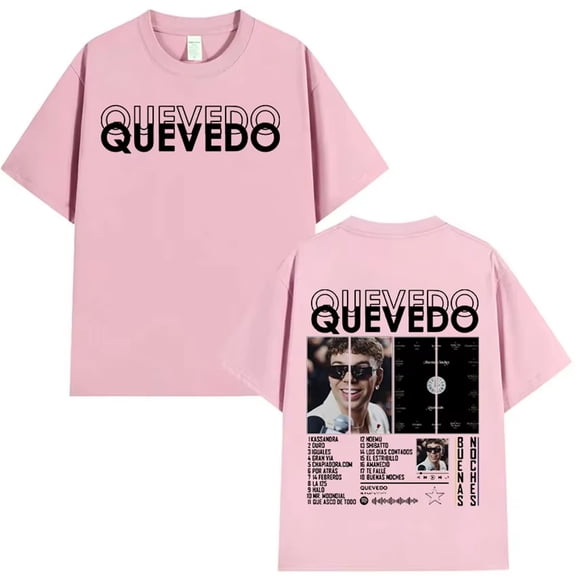 Rapper QUEVEDO Buenas Noches 2025 Tour T-Shirt Unisex Short Sleeve Round Neck Tee Streetwear