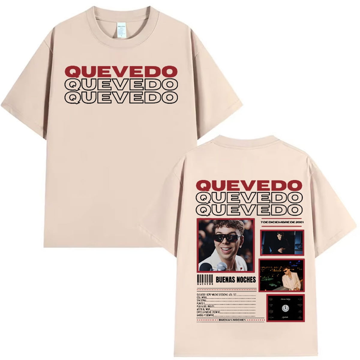 Rapper QUEVEDO Buenas Noches 2025 Tour T-Shirt Unisex Short Sleeve ...