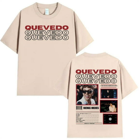 Rapper QUEVEDO Buenas Noches 2025 Tour T-Shirt Unisex Short Sleeve Round Neck Tee Streetwear