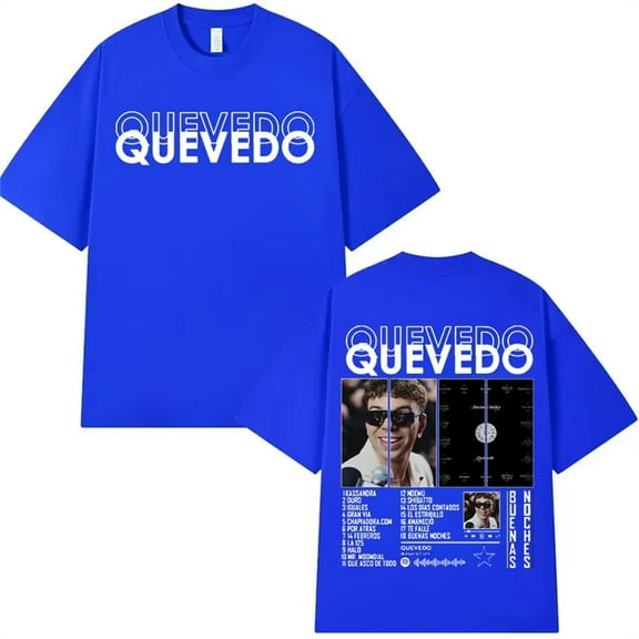 Rapper QUEVEDO Buenas Noches 2025 Tour T-Shirt Unisex Short Sleeve Round Neck Tee Streetwear