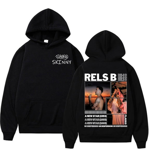 Rapper Rels B Skinny Flakk Album 2025 Tour Sweatshirt Men Women Fashion Hip Hop Vintage Style Hoodies Casual Fleece Oversized Pullovers