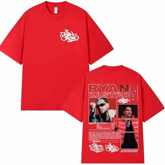 Rapper Ryan Castro 2025 Music Album Tour Merch Graphic T-shirt - Casual Cotton Oversized Tops, Men Aesthetic O-Neck Loose Tees