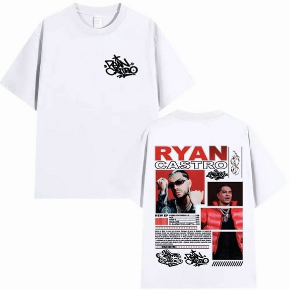 Rapper Ryan Castro 2025 Music Album Tour Merch Graphic T-shirt - Casual Cotton Oversized Tops, Men Aesthetic O-Neck Loose Tees