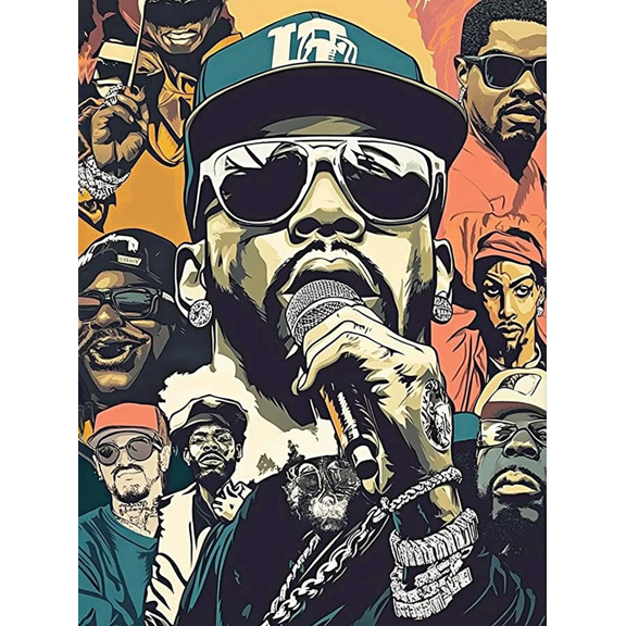 Rapper Singer Decorative Painting/Canvas Art Suitable for Living Room Bedroom Office Music Studio Bar Entertainment Room Concert Hall Study Room or Home Theater Decorationetc.