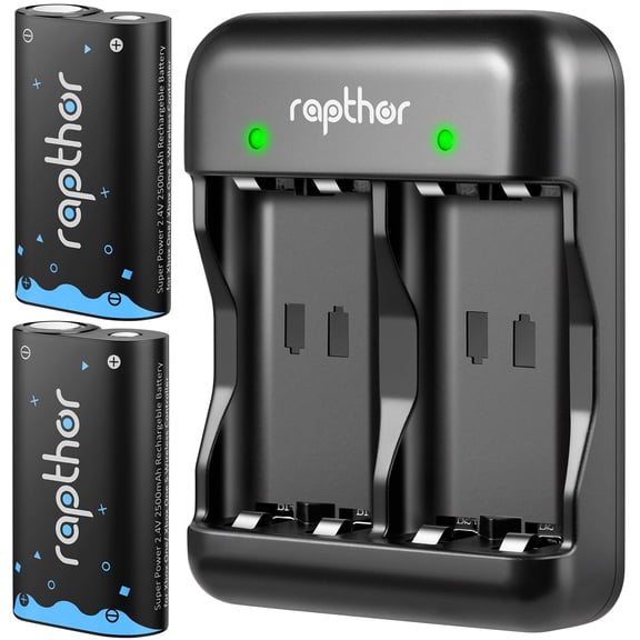 Rapthor 2X 2500mAh Rechargeable Battery Pack + Charger Kit for Xbox Wireless Controllers Compatible with Series X|S, One, One X, One S, One Elite