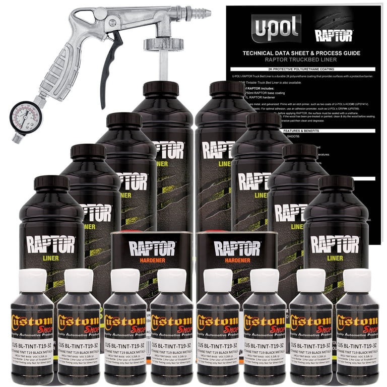 ★即購入OK★　RAPTOR LINER ブラック４L ６本セット Raptor Black Metallic Urethane Spray-On Truck Bed Liner Spray Gun