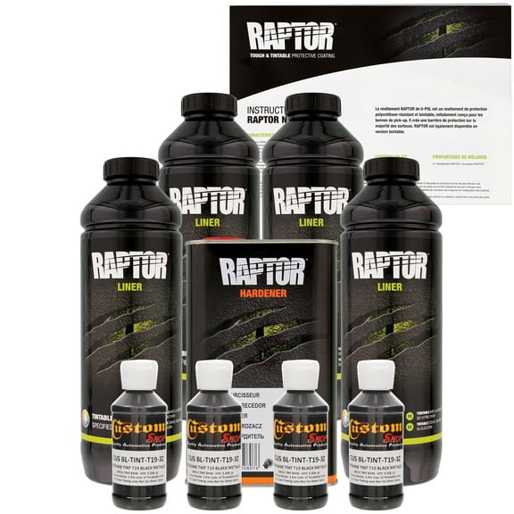 Raptor Black Metallic Urethane Spray-On Truck Bed Liner Texture Coating, 4 Liters