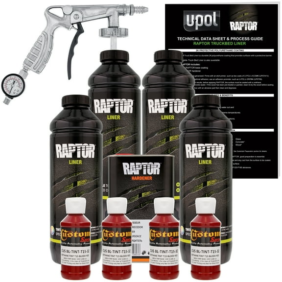 Raptor Blood Red Urethane Spray-On Truck Bed Liner Spray Gun, 4 Liters