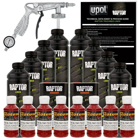 Raptor Blood Red Urethane Spray-On Truck Bed Liner Spray Gun, 8 Liters