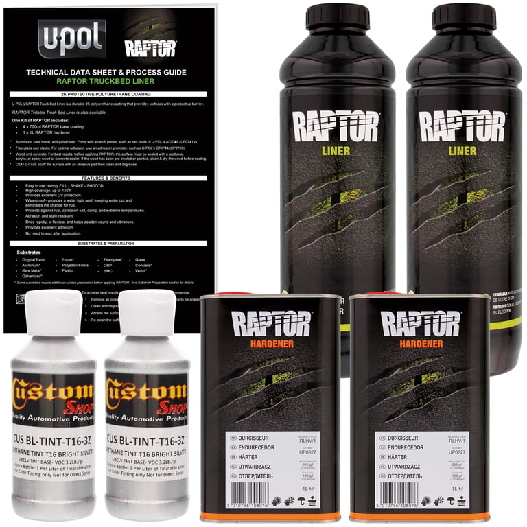 Raptor Bright Silver Urethane Spray-On Truck Bed Liner Texture