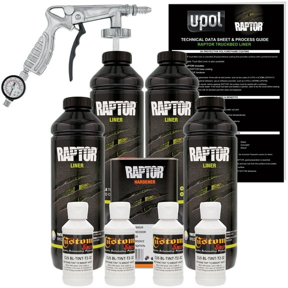 Raptor Bright White Urethane Spray-On Truck Bed Liner Spray Gun, 4 Liters