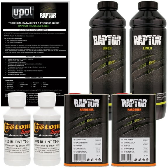 Raptor Bright White Urethane Spray-On Truck Bed Liner Texture Coating, 2 Liters