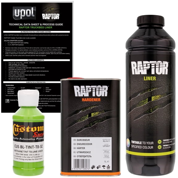 Raptor Lime Green Urethane Spray-On Truck Bed Liner & Texture Coating, 1 Liter
