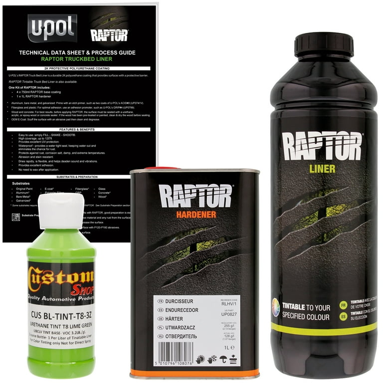 メンテナンス RAPTOR LINER U-POL Raptor Lime Green Urethane Spray-On Truck Bed Liner
