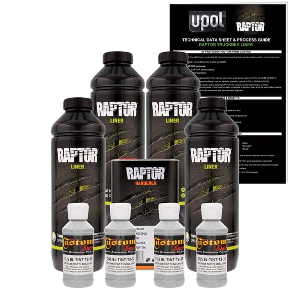 Raptor Mesa Gray Urethane Spray-On Truck Bed Liner & Texture Coating, 4 Liters