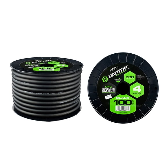 Raptor R5BK4-100 100' 4 AWG Black Pro-Series OFC Power Cable