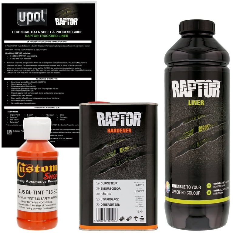 Raptor Safety Orange Urethane Spray-On Truck Bed Liner Texture