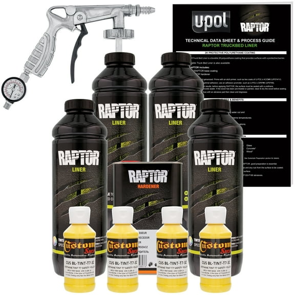 Raptor Safety Yellow Urethane Spray-On Truck Bed Liner Spray Gun, 4 Liters