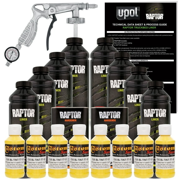 Raptor Safety Yellow Urethane Spray-On Truck Bed Liner Spray Gun, 8 Liters