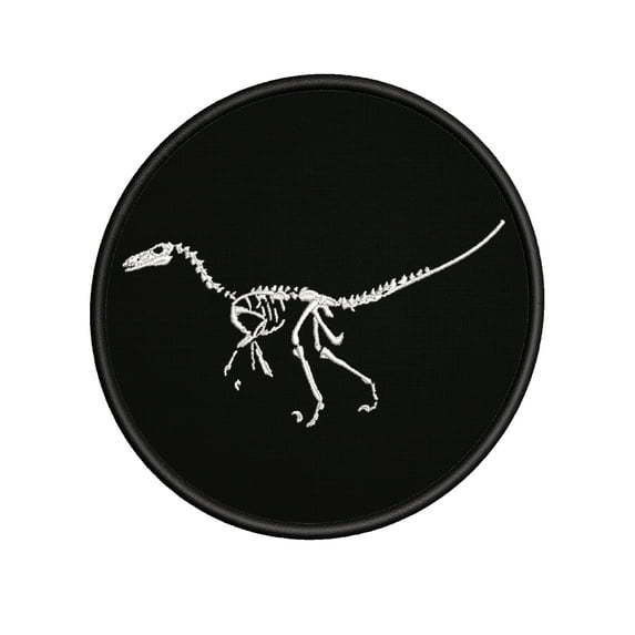 Raptor Skeleton Embroidered DIY Iron on or Sew-on Decorative Patch Badge Emblem Appliques Dinosaur Bones Jurassic Park Series