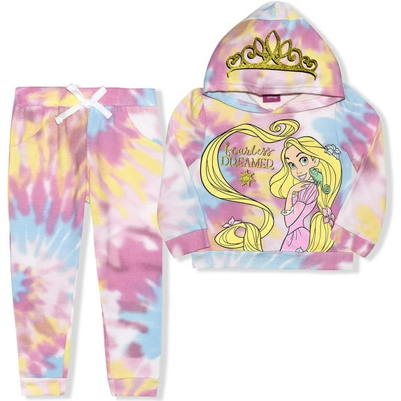 Rapunzel Girls 2 Piece Tie Dye Hoodie and Jogger Set, Toddler